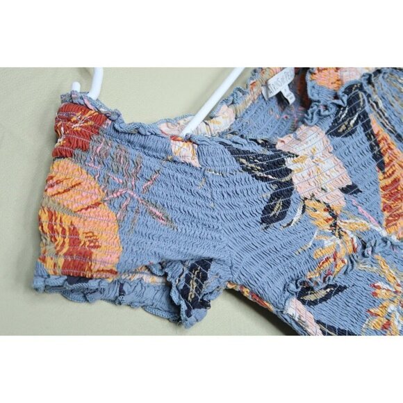 Patrons of Peace Maxi Dress Blue Tropical Floral Smocked Bodice Women's S EUC - Picture 3 of 10